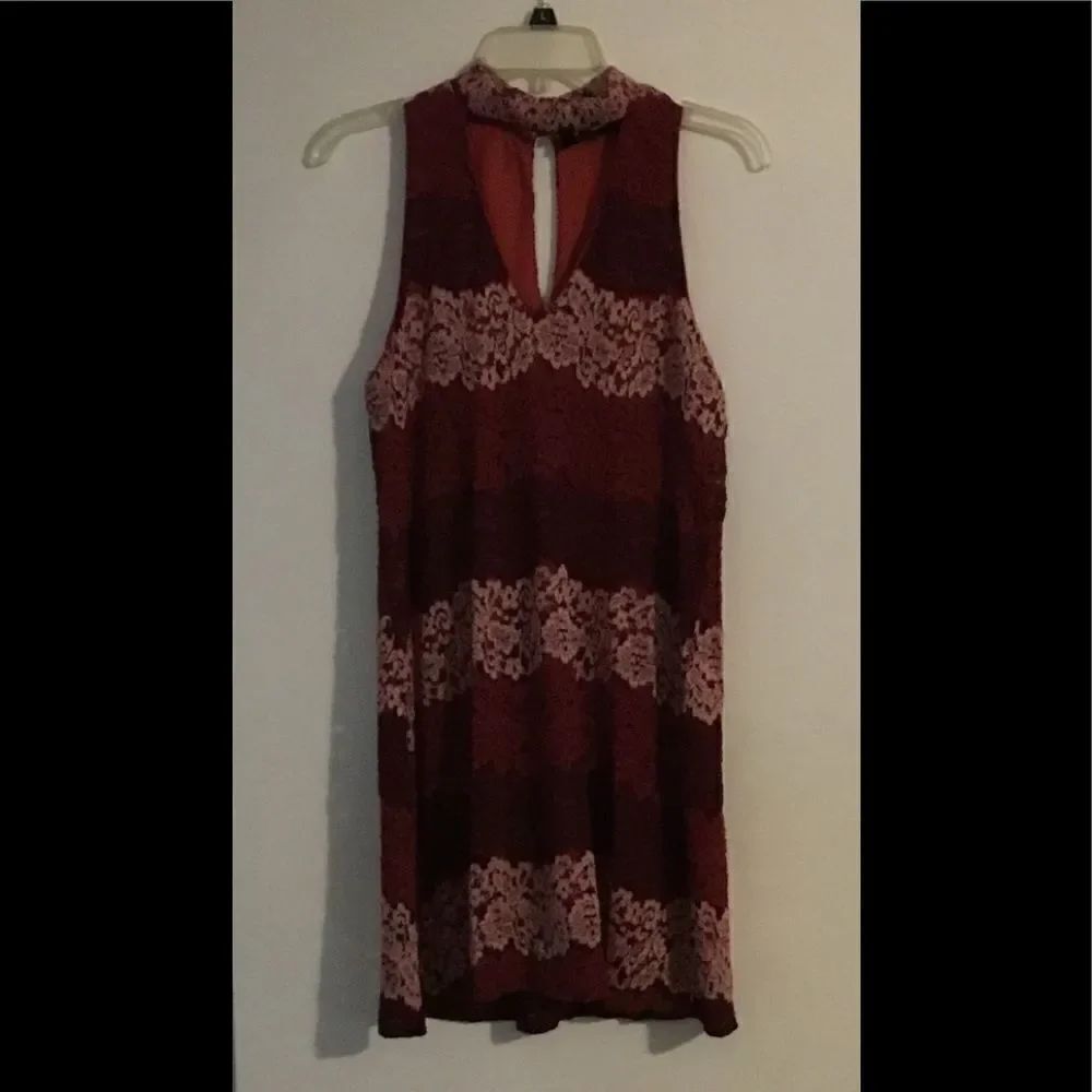 NEWÂ WETâSEALâWine/ApricotâLaceâChokerâMiniâDressâL